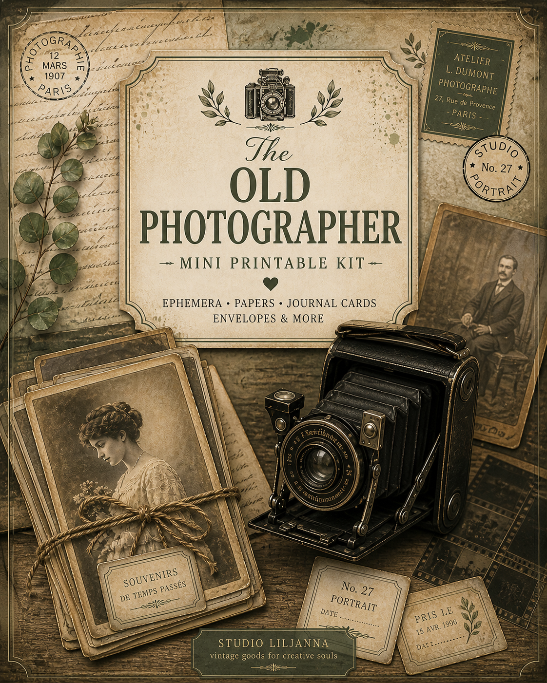 The Old Photographer – Printable Junk Journal Mini Kit