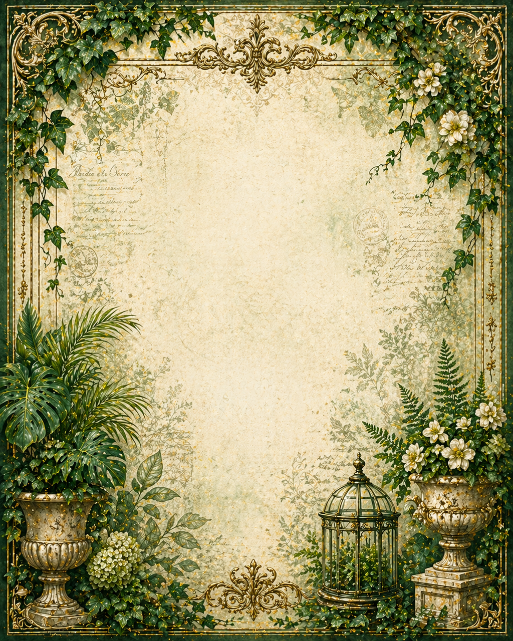 Emerald Garden Printable Junk Journal Kit, Green Victorian Ephemera, Botanical Journal Pages, Vintage Conservatory Kit, A4 Digital Download