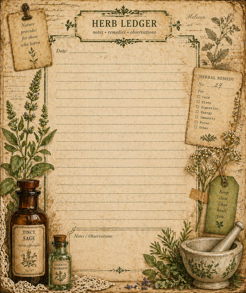 Herbal Apothecary Junk Journal Kit Printable A4, Vintage Botanical Journal Pages, Ephemera Tags Cards Pockets, Digital Download Studio Liljanna