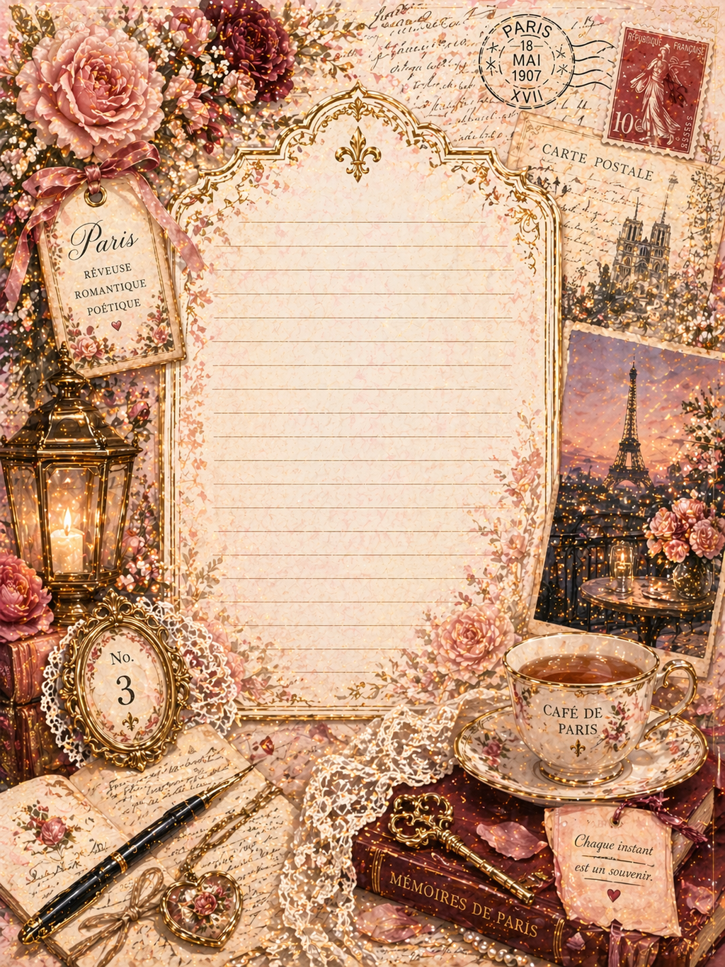 Parisian Evening V2 Junk Journal Kit Printable A4, Paris Ephemera Bundle, Romantic Vintage Journal Pages, Shabby Chic Digital Download
