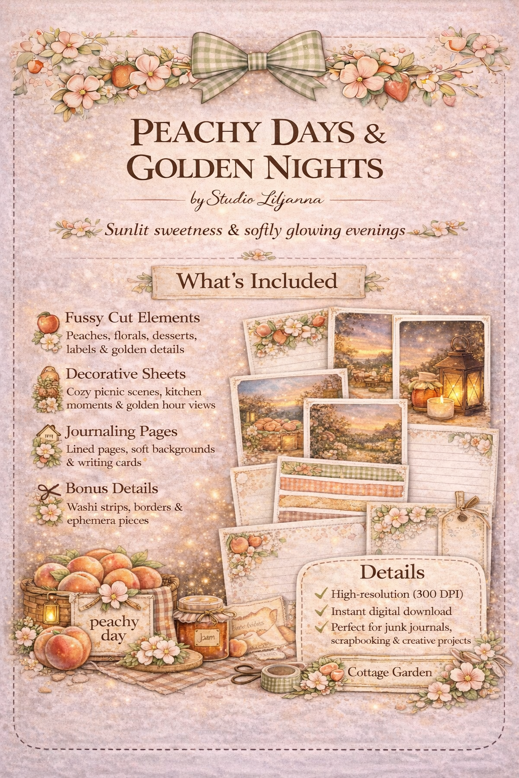 Peachy Days & Golden Nights Junk Journal Kit