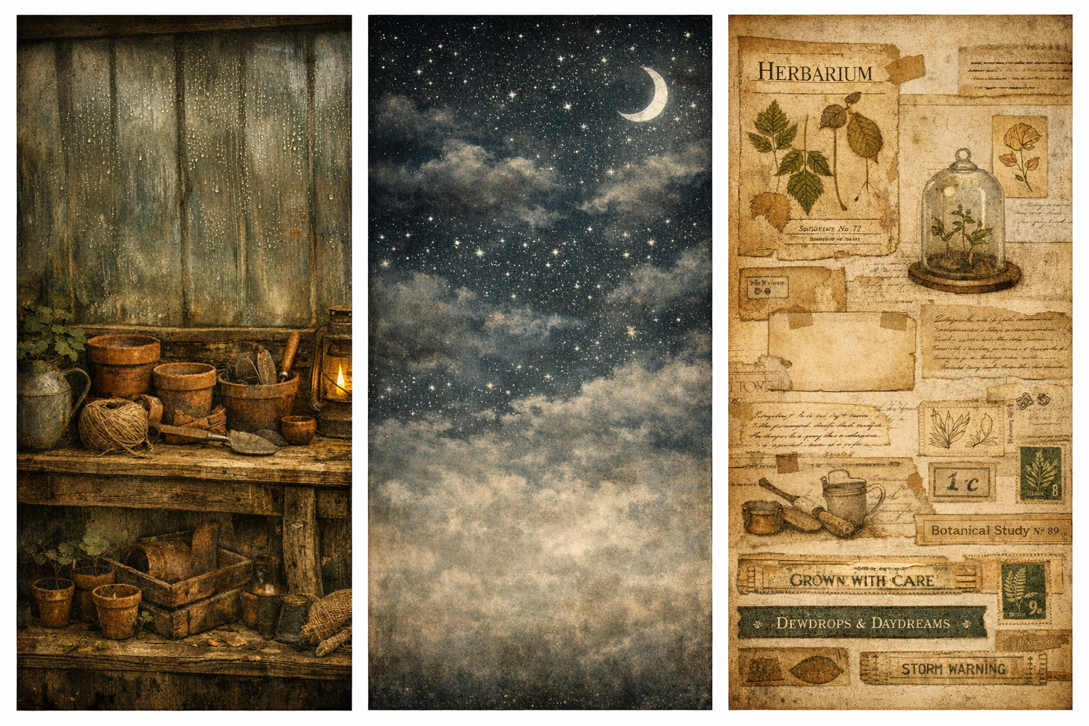 Rainy Greenhouse Junk Journal Kit | Vintage Botanical Printable | Cozy Scrapbook Ephemera | Nature Journal Pages | Cottagecore Kit