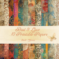 Rust & Lace Vintage Backing Papers | Junk Journal Printable Kit | Grunge Lace Scrapbook Paper | A4 Digital Download | 10 Designs