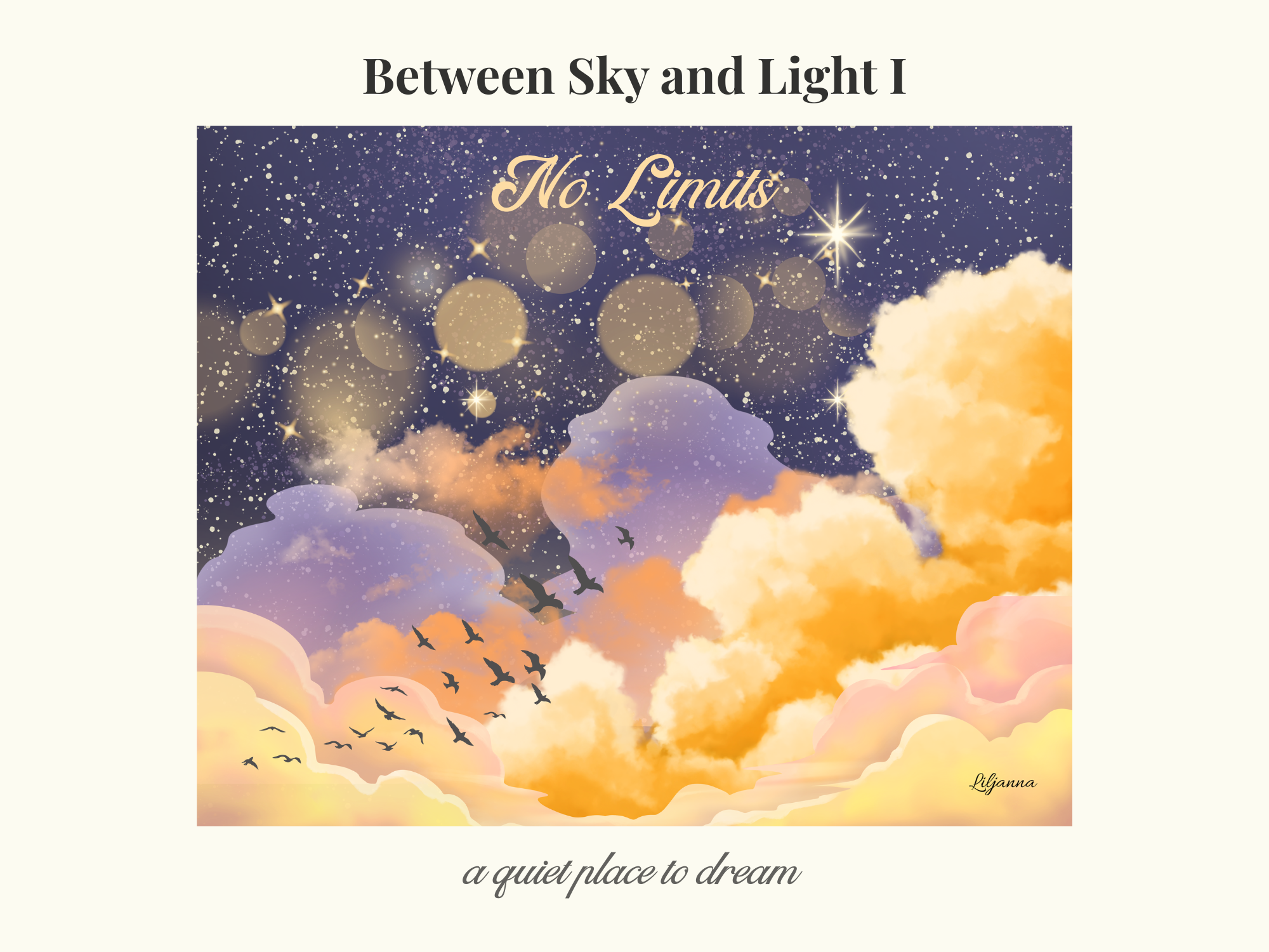 Between Sky and Light I – No Limits | Dreamscape Sky Printable | Celestial Cloud & Star Art | Calm Atmospheric Wall Art