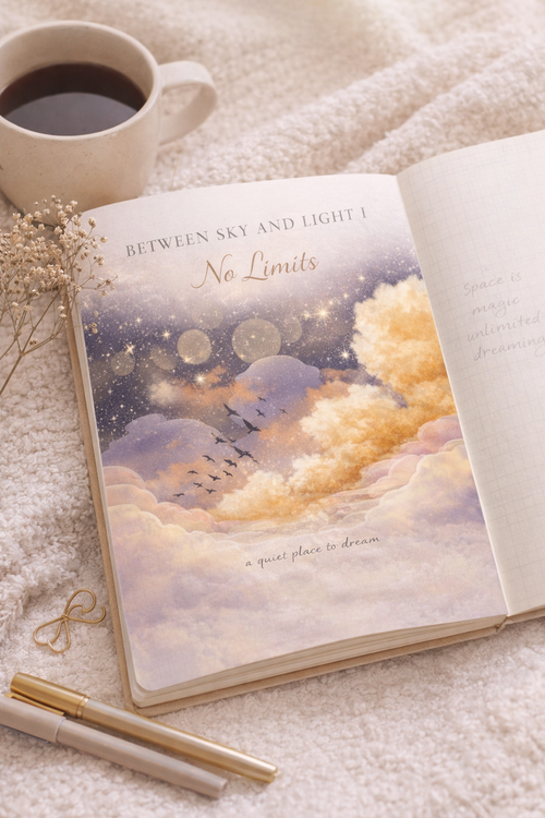 Between Sky and Light I – No Limits | Dreamscape Sky Printable | Celestial Cloud & Star Art | Calm Atmospheric Wall Art