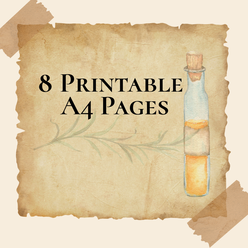 Herbal Apothecary Junk Journal Kit Printable A4, Vintage Botanical Journal Pages, Ephemera Tags Cards Pockets, Digital Download Studio Liljanna