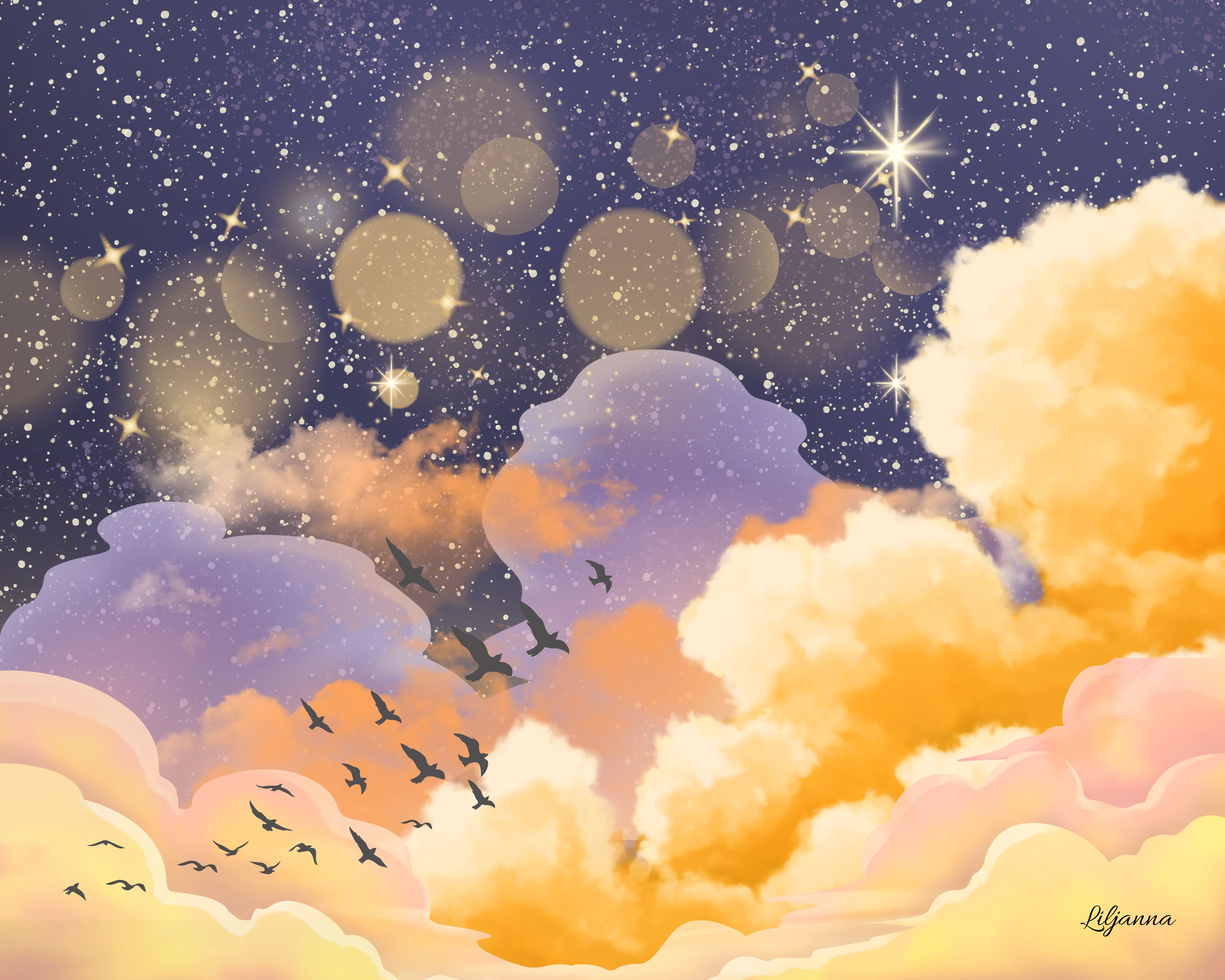 Between Sky and Light I – No Limits | Dreamscape Sky Printable | Celestial Cloud & Star Art | Calm Atmospheric Wall Art