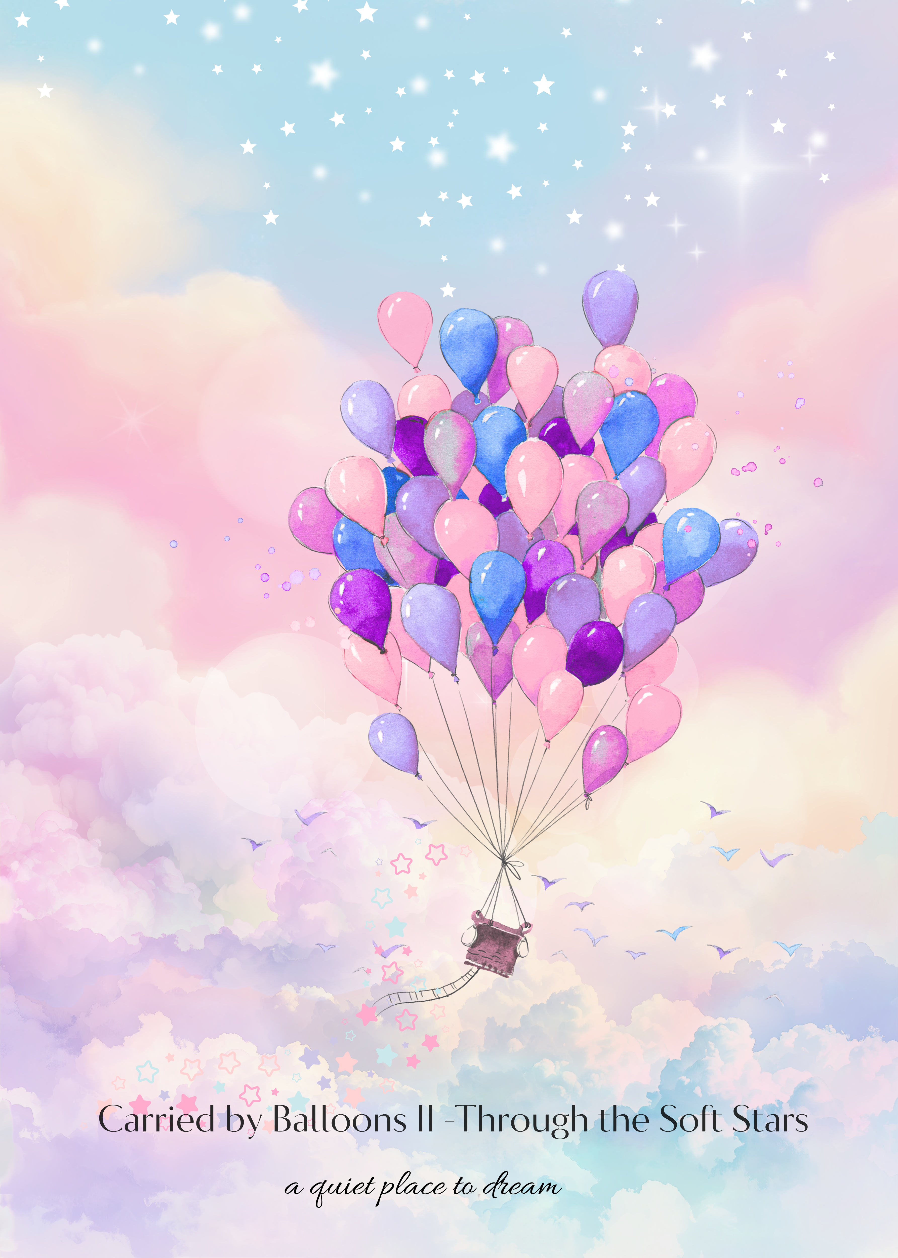 Carried by Balloons I & II – Dreamy Sky Printable Bundle | Pastel & Vibrant Balloon Art | Junk Journal Pages | Whimsical Digital Download