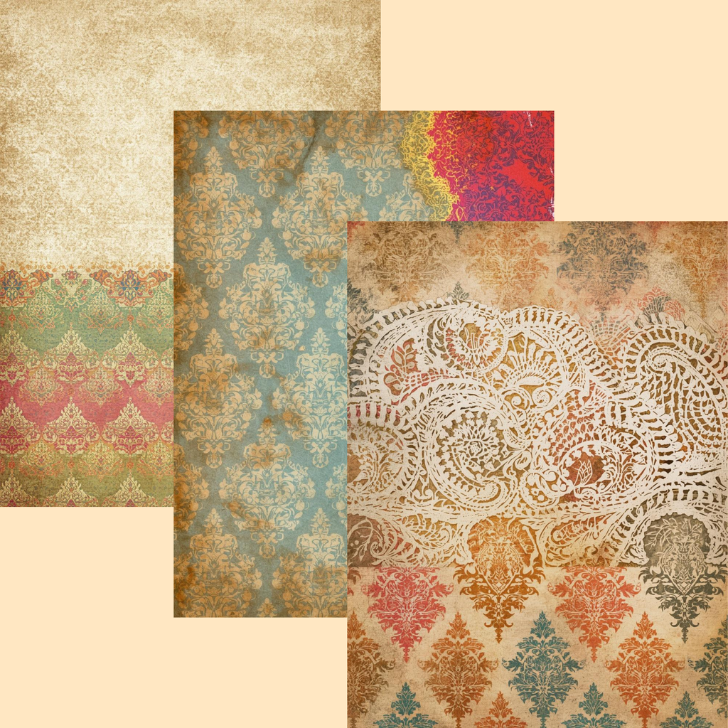 Heirloom Lace Papers – Vintage Damask & Lace Backgrounds | Printable Scrapbook Papers | Junk Journal Kit | Shabby Chic Digital Paper Pack