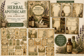 Herbal Apothecary Junk Journal Kit Printable A4, Vintage Botanical Journal Pages, Ephemera Tags Cards Pockets, Digital Download Studio Liljanna