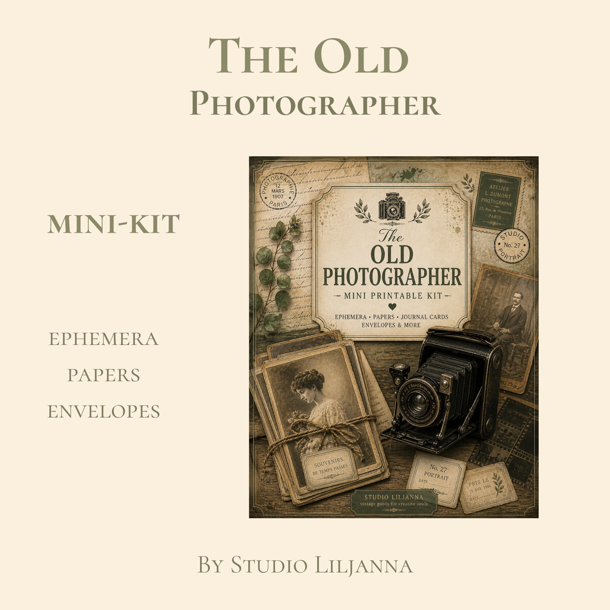The Old Photographer – Printable Junk Journal Mini Kit