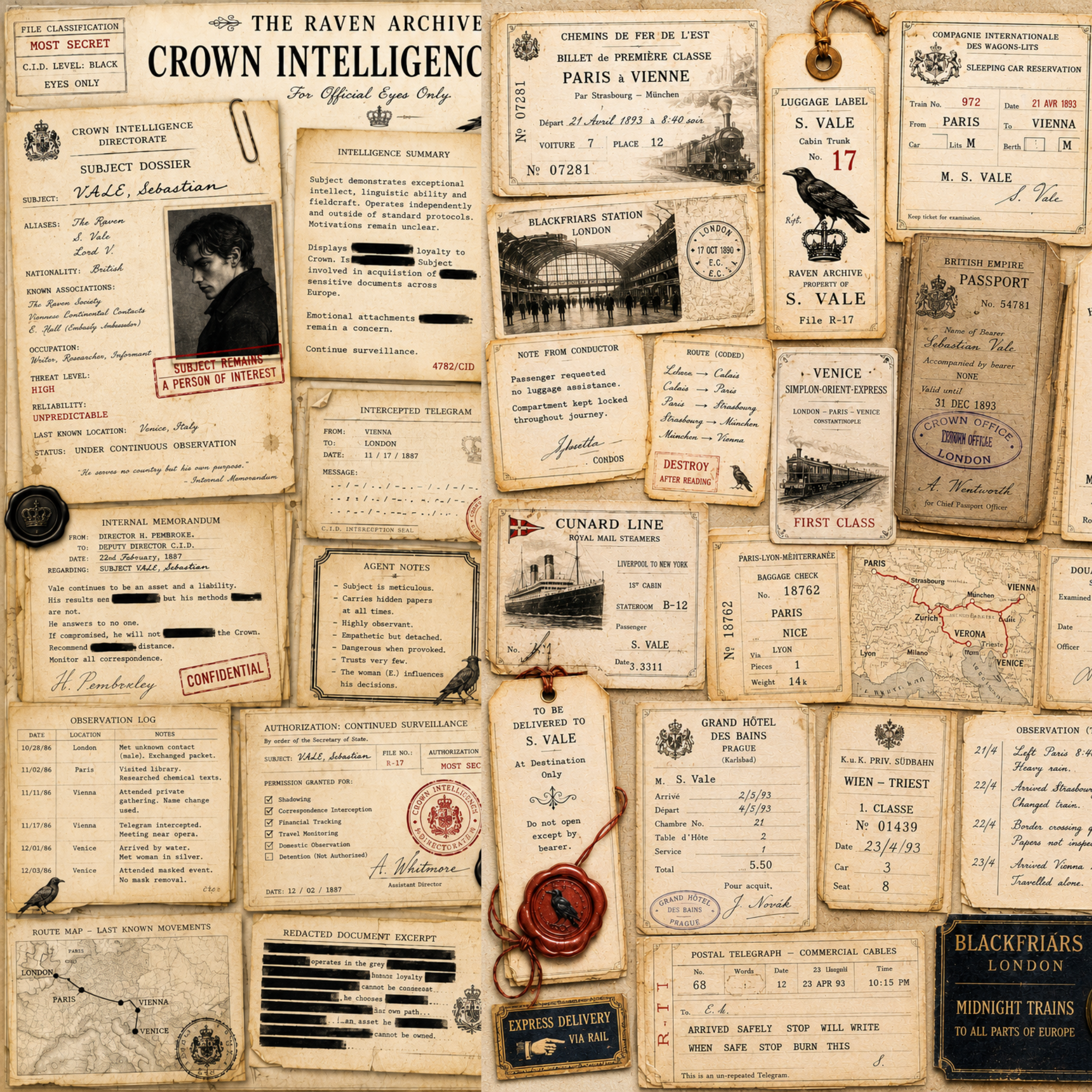 The Raven Archive Victorian Spy Romance Junk Journal Kit