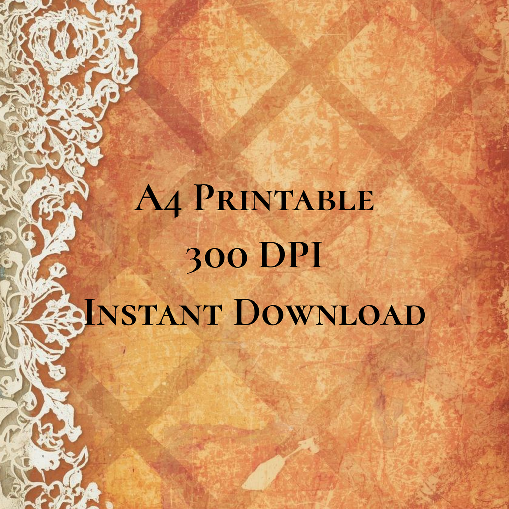 Rust & Lace Vintage Backing Papers | Junk Journal Printable Kit | Grunge Lace Scrapbook Paper | A4 Digital Download | 10 Designs