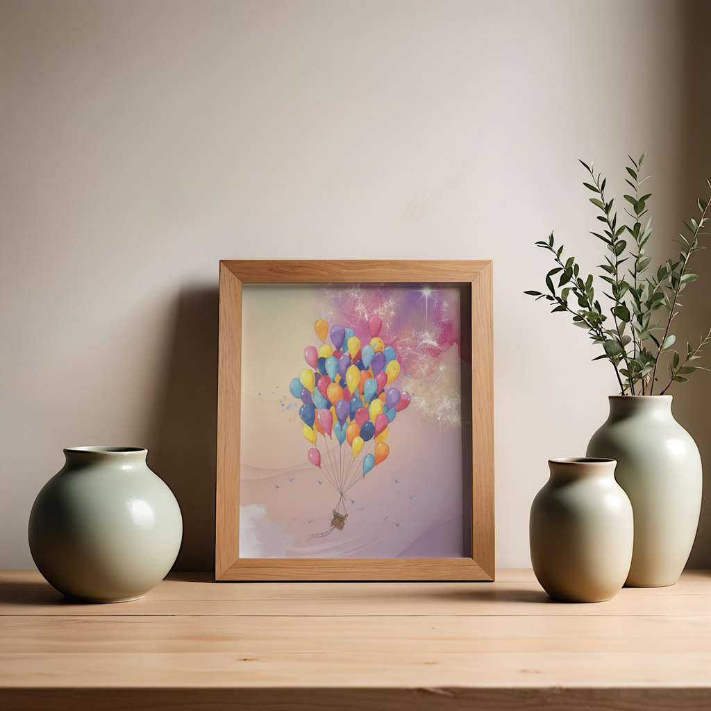 Carried by Balloons I & II – Dreamy Sky Printable Bundle | Pastel & Vibrant Balloon Art | Junk Journal Pages | Whimsical Digital Download