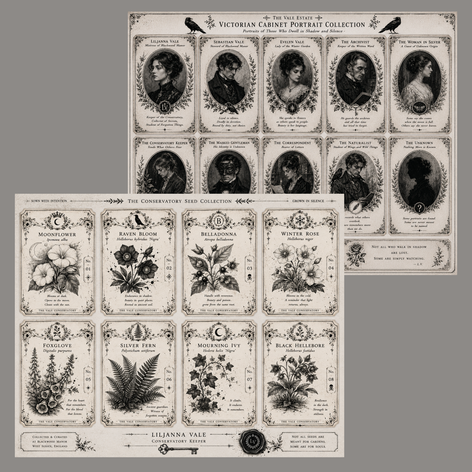 The Raven Archive Printable Junk Journal Kit | Dark Academia Ephemera | Victorian Gothic Journal Pages | Black & White Printable Set