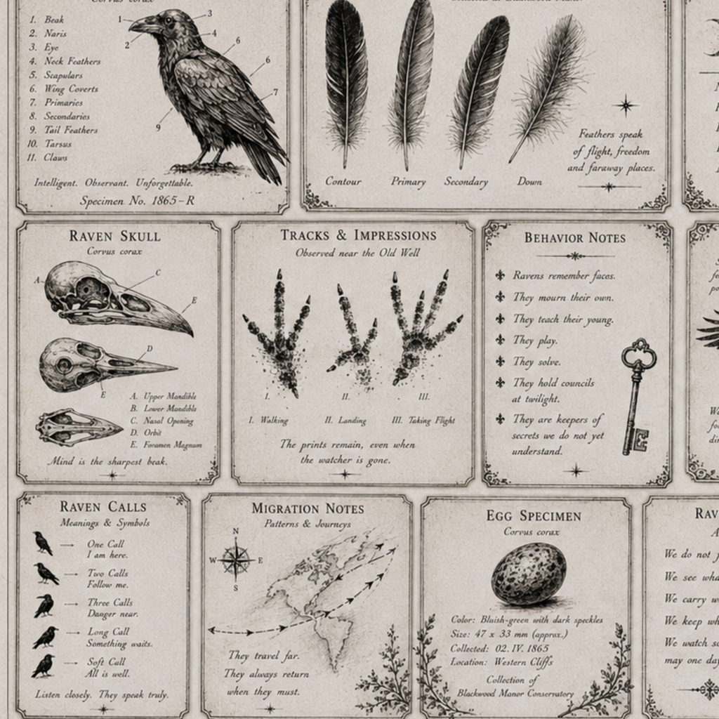 The Raven Archive Printable Junk Journal Kit | Dark Academia Ephemera | Victorian Gothic Journal Pages | Black & White Printable Set