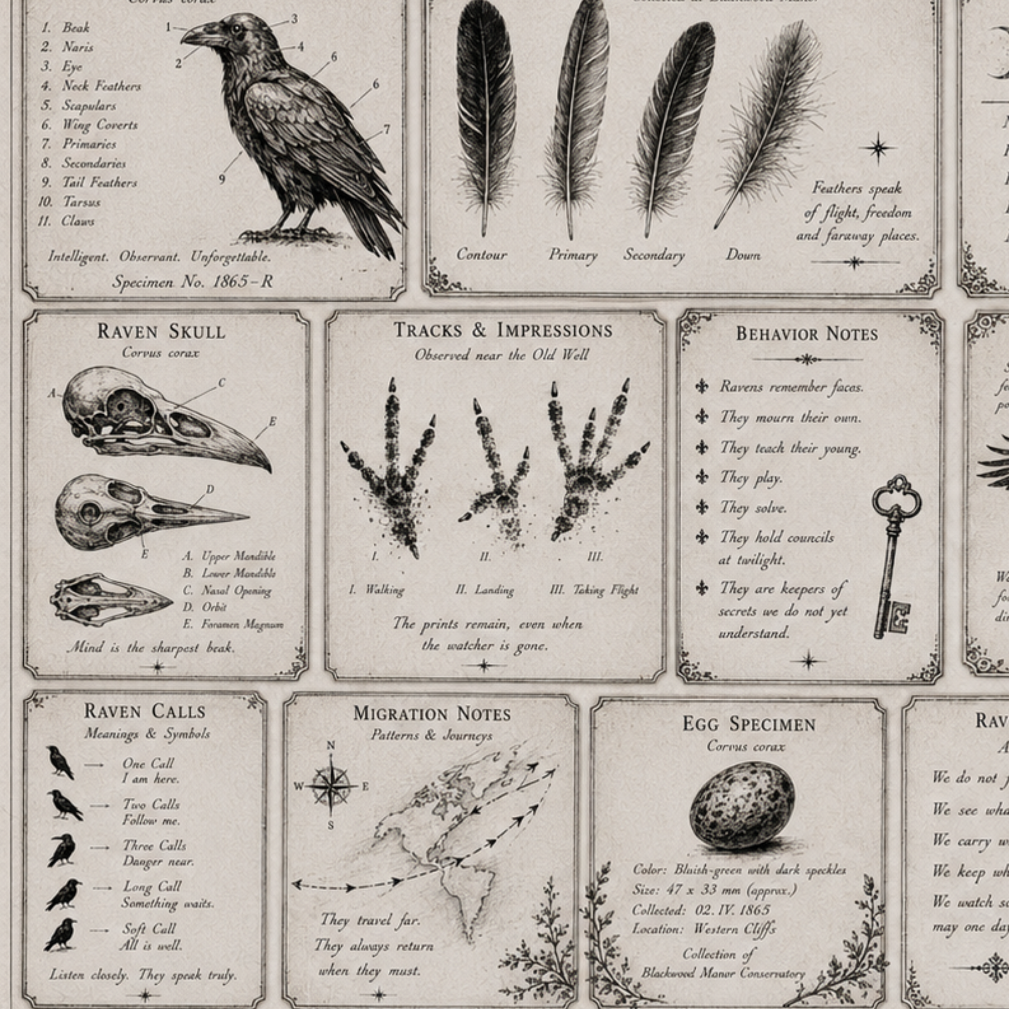 The Raven Archive Printable Junk Journal Kit | Dark Academia Ephemera | Victorian Gothic Journal Pages | Black & White Printable Set
