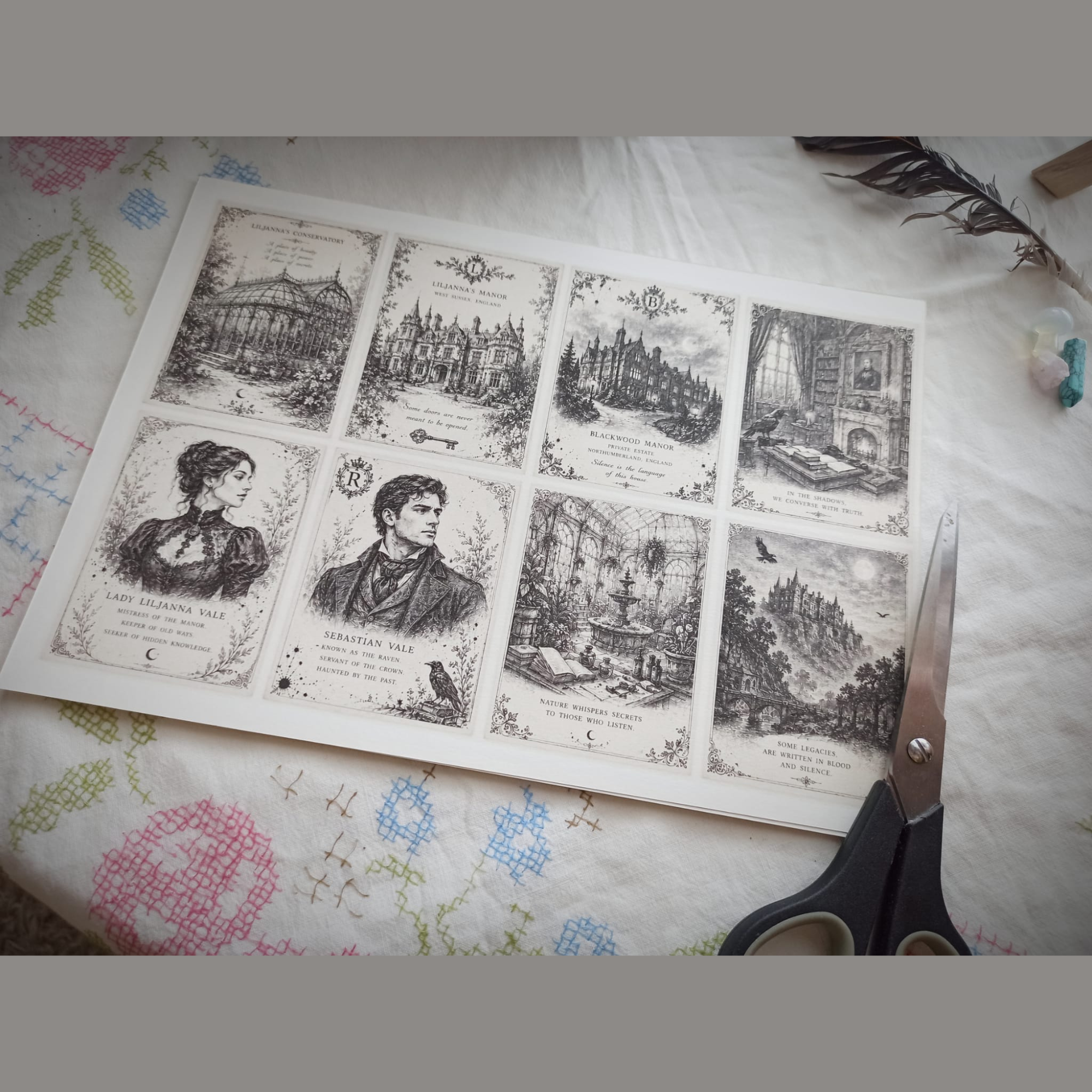 The Raven Archive Printable Junk Journal Kit | Dark Academia Ephemera | Victorian Gothic Journal Pages | Black & White Printable Set